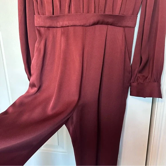 Veronica Beard Kavia Satin Jumpsuit in Clay Size 2 - Picture 6 of 16